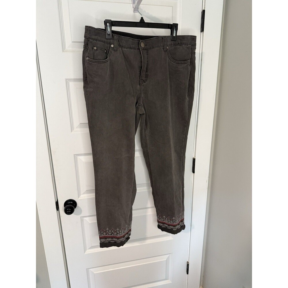 CJ Banks Signature Slimming Cropped Jeans Women 16W Plus Gray High Rise Straight